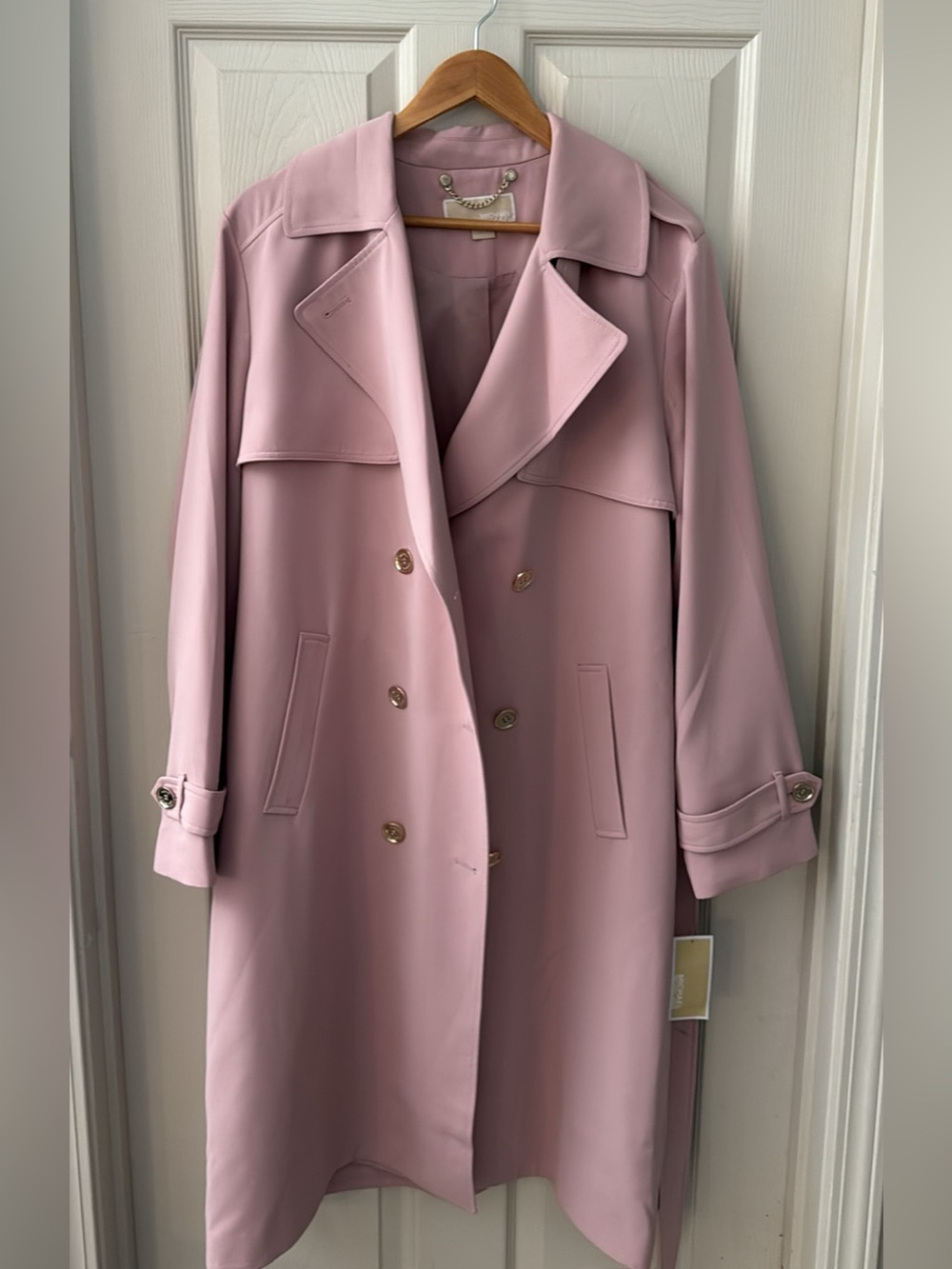 NWT MICHAEL Michael Kors Blush Wrap Trench Duster Coat Size XL